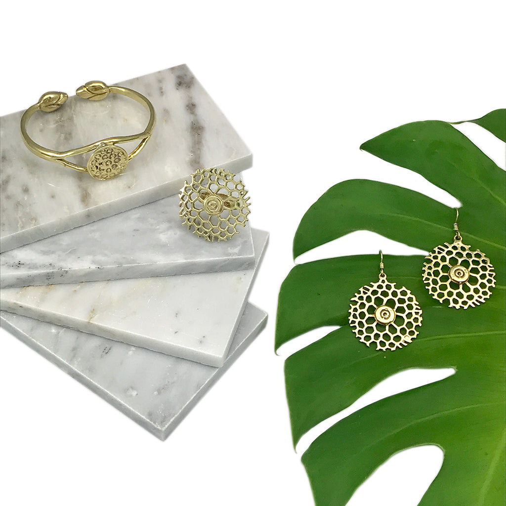 Lotus Cuff Handcast Polished Artisan Bracelet - Symbolic Rebirth From Cambodia BandsCo Straps