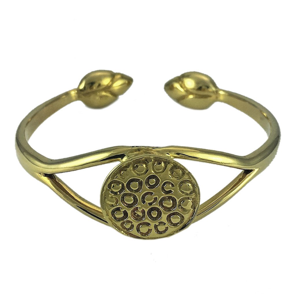 Lotus Cuff Handcast Polished Artisan Bracelet - Symbolic Rebirth From Cambodia BandsCo Straps