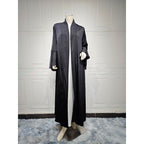 Lotus Leaf Sleeve Solid Soft Satin Open Front Abaya Dress | Lightweight Modest Abaya Cover(MOA220)