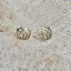 Lotus Stud Earrings Recycled Bombshell Brass Symbolic Rebirth Minimalist Jewels BandsCo Straps