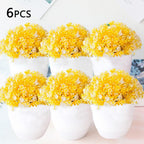 Love Art Set of 6 Small Artificial Decor Bonsai Potted Plastic Fake Flowers for Home Garden Office Desk Wall Book Shelf Decor Room Hotel  Decor
