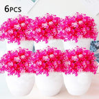 Love Art Set of 6 Small Artificial Decor Bonsai Potted Plastic Fake Flowers for Home Garden Office Desk Wall Book Shelf Decor Room Hotel  Decor