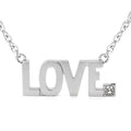 Love Block Letter Crystal Pendant Necklace Silver Sterling