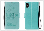 Love Couple Leather Case For iPhone 12 11 Pro  mini Phone Flip Wallet Soft Cover Shockproof Floral Cute Modern Leather Wallet Phone Case For iPhone