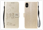 Love Couple Leather Case For iPhone 12 11 Pro  mini Phone Flip Wallet Soft Cover Shockproof Floral Cute Modern Leather Wallet Phone Case For iPhone