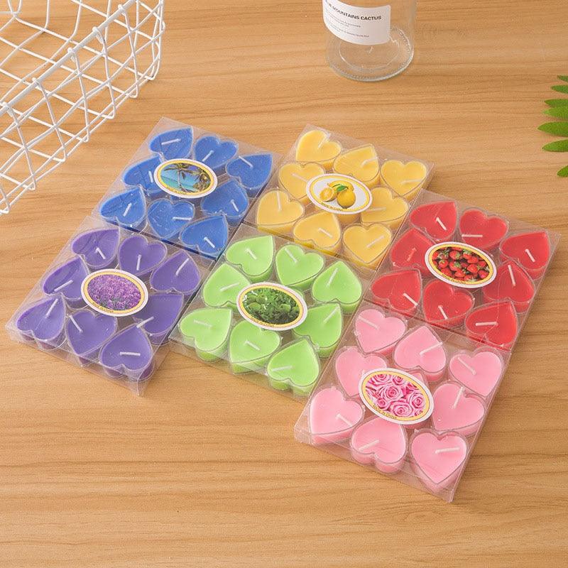 Love Creative Heart-Shaped Aromatherapy Candle Heart Shape LED Tea light Candles Romantic Love LED Candles Romantic Birthday Party Valentine's Day Candle Dinner Candle Home Accessories Stevvex