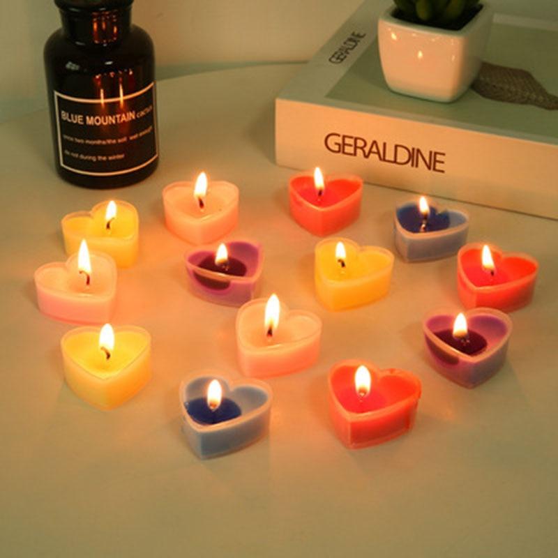 Love Creative Heart-Shaped Aromatherapy Candle Heart Shape LED Tea light Candles Romantic Love LED Candles Romantic Birthday Party Valentine's Day Candle Dinner Candle Home Accessories Stevvex