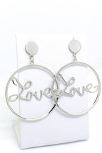 Love Dangle Hoop Earrings Gold Script Fashion Jewelry