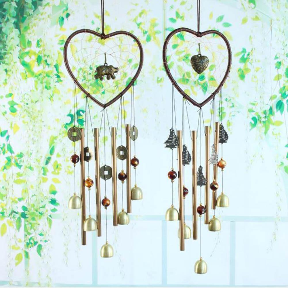 Love Shape Wind Chimes Metal Tube Bell Wind-chimes Decor Hanging Ornaments Dream-catcher Home Garden Decor Hanging Ornaments Craft Gifts For Mom Birthday Celebration Stevvex