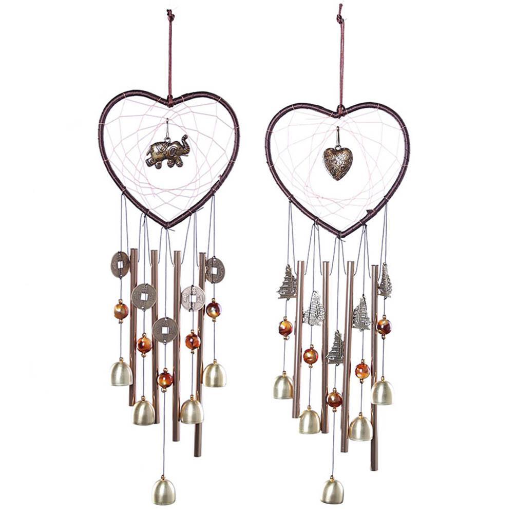 Love Shape Wind Chimes Metal Tube Bell Wind-chimes Decor Hanging Ornaments Dream-catcher Home Garden Decor Hanging Ornaments Craft Gifts For Mom Birthday Celebration Stevvex
