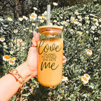 Love Talking To Myself 20oz Glass Cup With Bamboo Lid - Self Care Mug