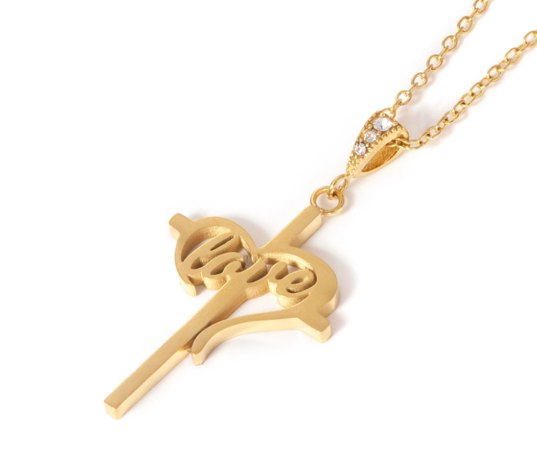 Gold Heart's Desire Cross Necklace KingdomWear