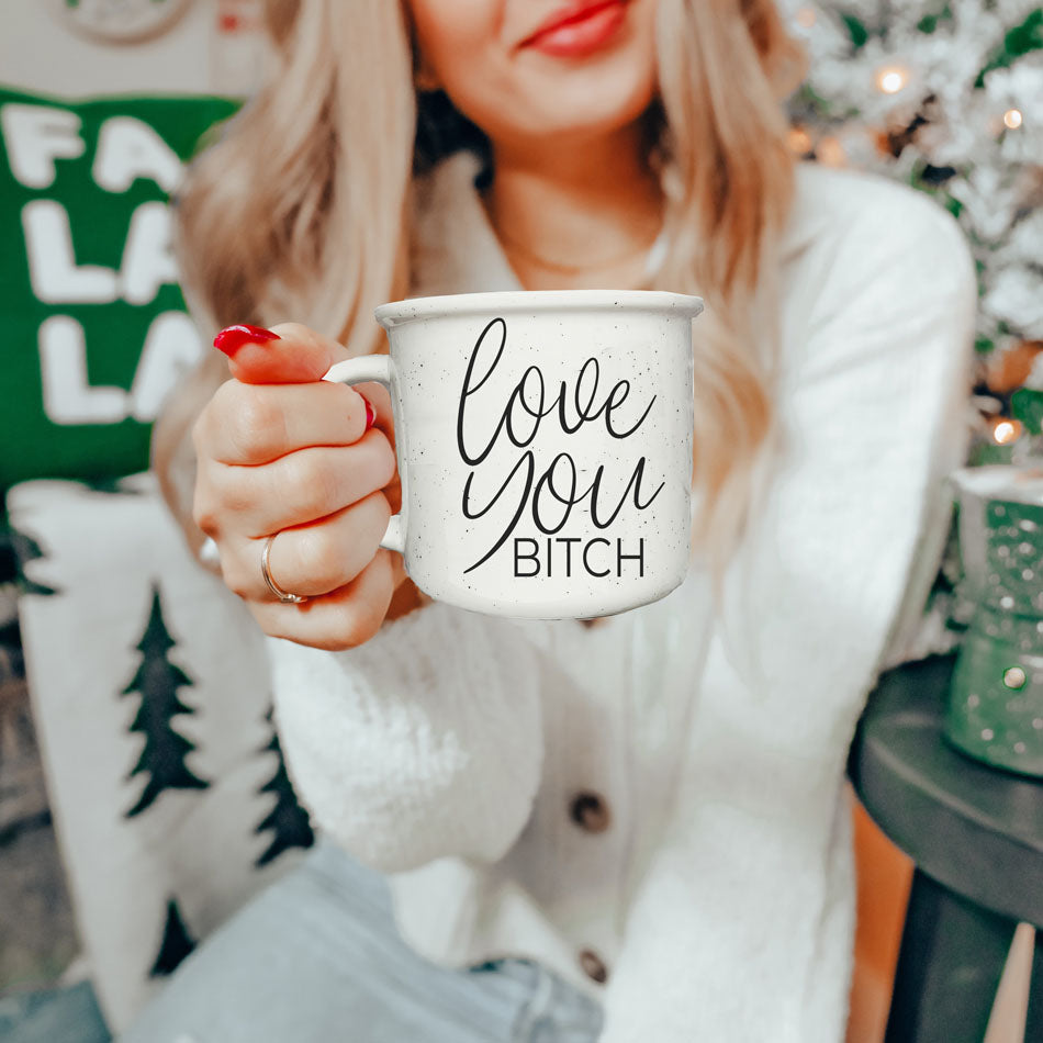Love You Bitch Ceramic Coffee Mug 14.5oz Funny Sassy Gift For Best Friend BandsCo Straps