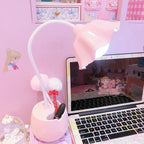 Lovely 3 Levels Dimmer Reading Table Lamp Pen Case Base Student LED Desk Lamp Girls Charge Bedside Lamp for Bedroom Studyroom Cute Study Lamps for Bedroom Décor Stevvex