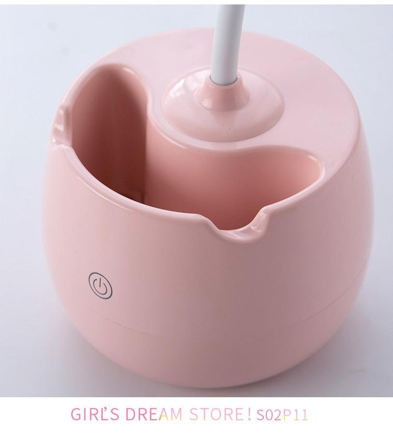 Lovely 3 Levels Dimmer Reading Table Lamp Pen Case Base Student LED Desk Lamp Girls Charge Bedside Lamp for Bedroom Studyroom Cute Study Lamps for Bedroom Décor Stevvex