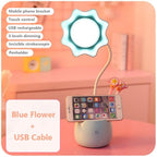 Lovely 3 Levels Dimmer Reading Table Lamp Pen Case Base Student LED Desk Lamp Girls Charge Bedside Lamp for Bedroom Studyroom Cute Study Lamps for Bedroom Décor Stevvex