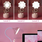 Lovely 3 Levels Dimmer Reading Table Lamp Pen Case Base Student LED Desk Lamp Girls Charge Bedside Lamp for Bedroom Studyroom Cute Study Lamps for Bedroom Décor Stevvex