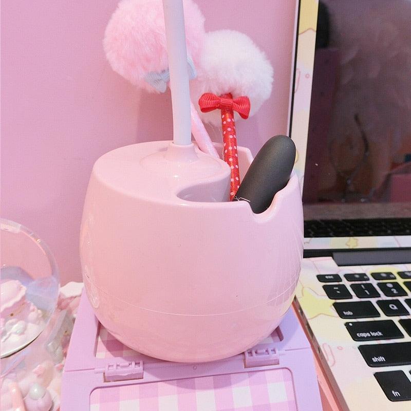 Lovely 3 Levels Dimmer Reading Table Lamp Pen Case Base Student LED Desk Lamp Girls Charge Bedside Lamp for Bedroom Studyroom Cute Study Lamps for Bedroom Décor Stevvex