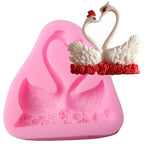 Lovely Couple Swan Shape Silicone Mold  Fondant Chocolate Resin Aroma Stone Soap Mold For Pastry Cup Cake Decorating Kitchen Tool Swan Silicone Fondant Molds Swan Couple Chocolate Mold Stevvex