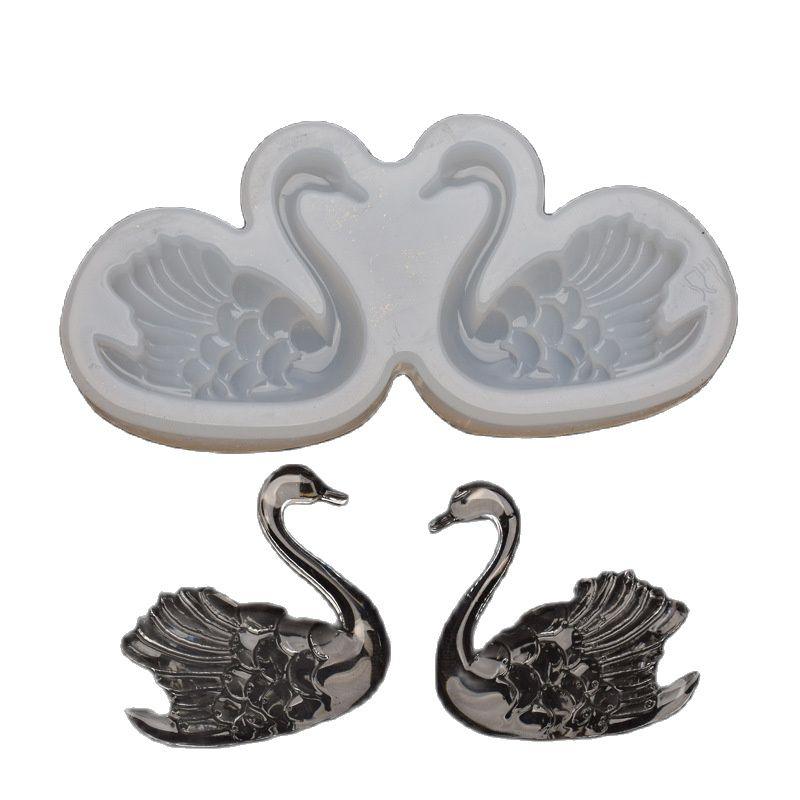 Lovely Couple Swan Shape Silicone Mold  Fondant Chocolate Resin Aroma Stone Soap Mold For Pastry Cup Cake Decorating Kitchen Tool Swan Silicone Fondant Molds Swan Couple Chocolate Mold Stevvex