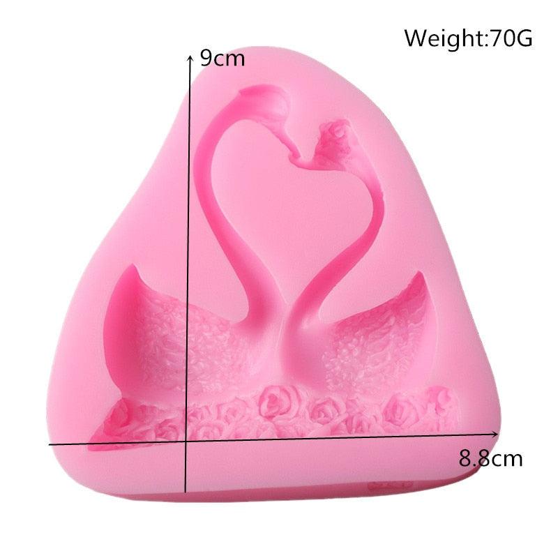 Lovely Couple Swan Shape Silicone Mold  Fondant Chocolate Resin Aroma Stone Soap Mold For Pastry Cup Cake Decorating Kitchen Tool Swan Silicone Fondant Molds Swan Couple Chocolate Mold Stevvex