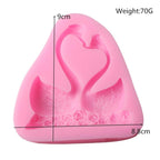 Lovely Couple Swan Shape Silicone Mold  Fondant Chocolate Resin Aroma Stone Soap Mold For Pastry Cup Cake Decorating Kitchen Tool Swan Silicone Fondant Molds Swan Couple Chocolate Mold Stevvex
