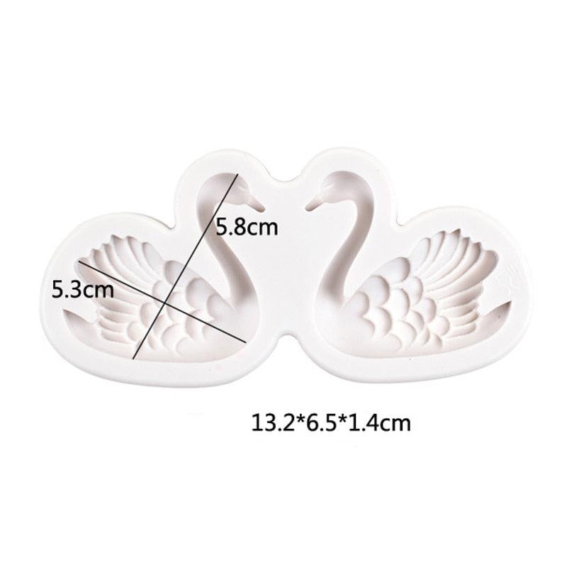 Lovely Couple Swan Shape Silicone Mold  Fondant Chocolate Resin Aroma Stone Soap Mold For Pastry Cup Cake Decorating Kitchen Tool Swan Silicone Fondant Molds Swan Couple Chocolate Mold Stevvex