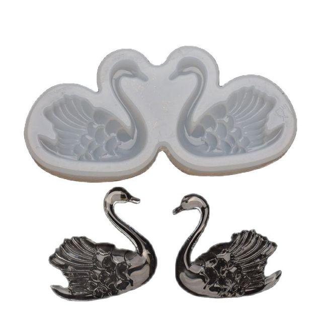 Lovely Couple Swan Shape Silicone Mold  Fondant Chocolate Resin Aroma Stone Soap Mold For Pastry Cup Cake Decorating Kitchen Tool Swan Silicone Fondant Molds Swan Couple Chocolate Mold Stevvex