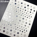 Lovely Stars Geometry 3D Nails Art Sticker Gold Silver Rose gold Ornaments self-Adhesive Sliders Manicure Accessories Decoration for Women Girls Art Stickers Decal Decoration Metallic Curve Strip Line Nail Stevvex