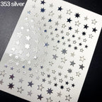 Lovely Stars Geometry 3D Nails Art Sticker Gold Silver Rose gold Ornaments self-Adhesive Sliders Manicure Accessories Decoration for Women Girls Art Stickers Decal Decoration Metallic Curve Strip Line Nail Stevvex