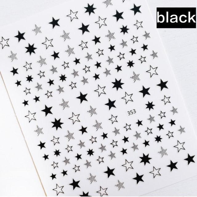 Lovely Stars Geometry 3D Nails Art Sticker Gold Silver Rose gold Ornaments self-Adhesive Sliders Manicure Accessories Decoration for Women Girls Art Stickers Decal Decoration Metallic Curve Strip Line Nail Stevvex