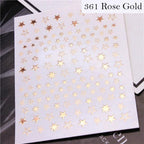 Lovely Stars Geometry 3D Nails Art Sticker Gold Silver Rose gold Ornaments self-Adhesive Sliders Manicure Accessories Decoration for Women Girls Art Stickers Decal Decoration Metallic Curve Strip Line Nail Stevvex
