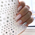 Lovely Stars Geometry 3D Nails Art Sticker Gold Silver Rose gold Ornaments self-Adhesive Sliders Manicure Accessories Decoration for Women Girls Art Stickers Decal Decoration Metallic Curve Strip Line Nail Stevvex