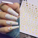 Lovely Stars Geometry 3D Nails Art Sticker Gold Silver Rose gold Ornaments self-Adhesive Sliders Manicure Accessories Decoration for Women Girls Art Stickers Decal Decoration Metallic Curve Strip Line Nail Stevvex