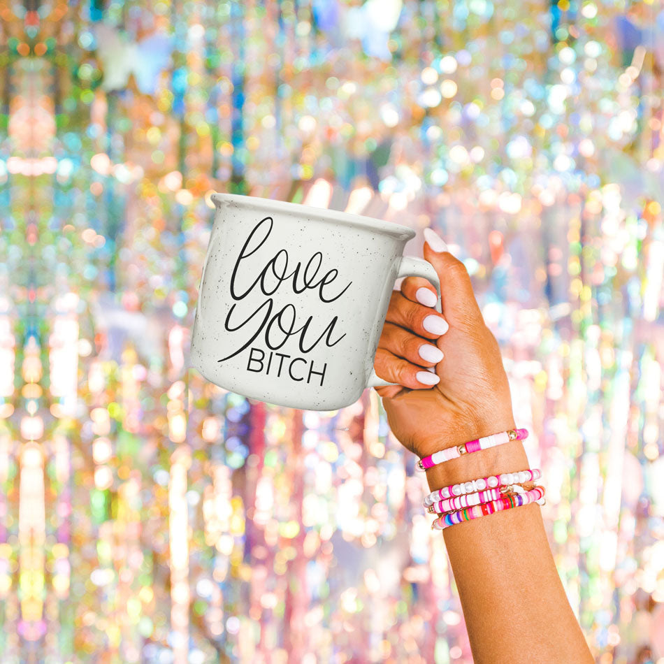 Love You Bitch Ceramic Coffee Mug 14.5oz Funny Sassy Gift For Best Friend BandsCo Straps