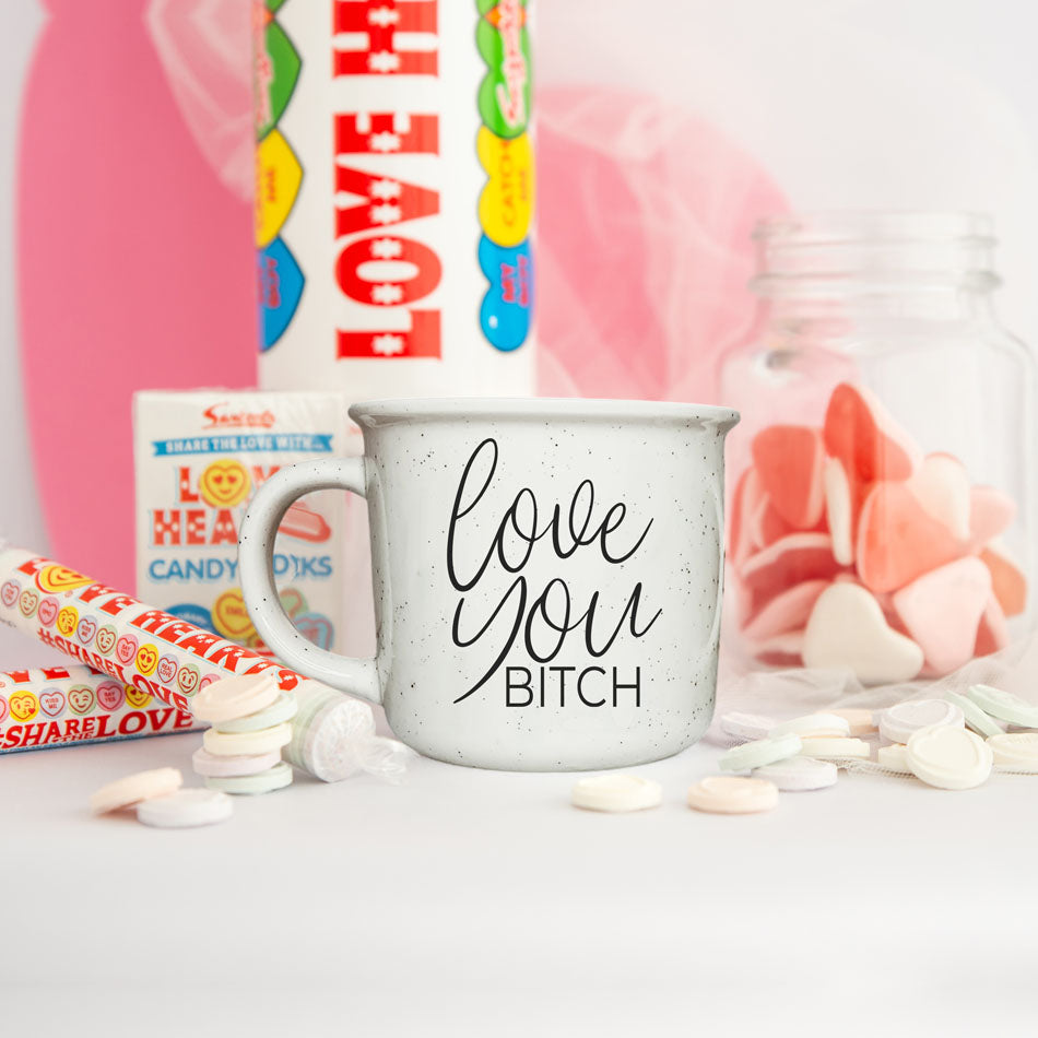 Love You Bitch Ceramic Coffee Mug 14.5oz Funny Sassy Gift For Best Friend BandsCo Straps