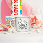 Love You Bitch Ceramic Coffee Mug 14.5oz Funny Sassy Gift For Best Friend BandsCo Straps