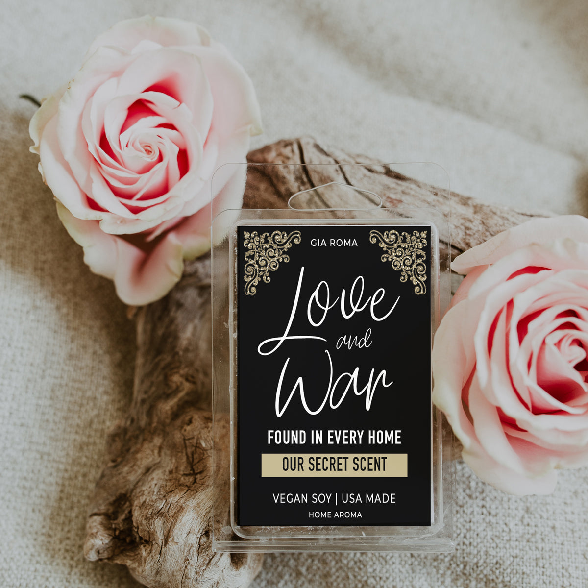 Love And War Scented Candle - Layered Home Fragrance Soy Blend 40hr Burn BandsCo Straps