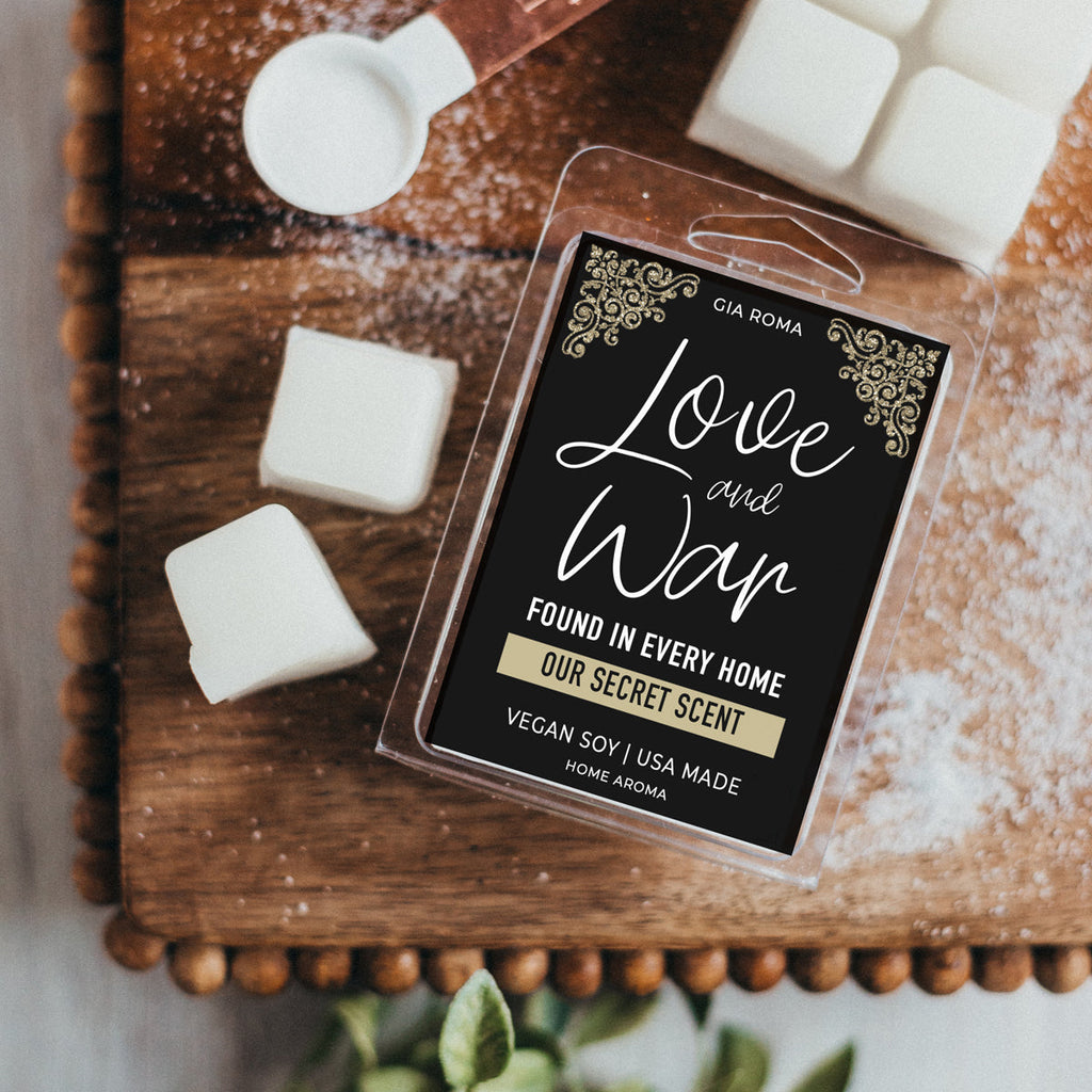 Love And War Scented Candle - Layered Home Fragrance Soy Blend 40hr Burn BandsCo Straps