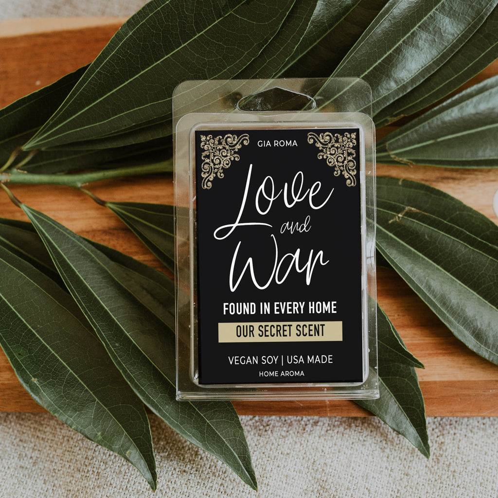 Love And War Scented Candle - Layered Home Fragrance Soy Blend 40hr Burn BandsCo Straps