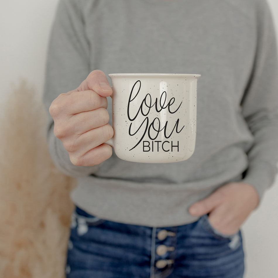 Love You Bitch Ceramic Coffee Mug 14.5oz Funny Sassy Gift For Best Friend BandsCo Straps