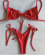 Low Waist Bikini Triangle Swimwear Female String Swimsuit Women Two Piece Swimsuit Swimwear Halter String Triangle Bikini Sets Women Print 2 Piece Suit Push Up Bathing Suit Swim Suit New Stevvex
