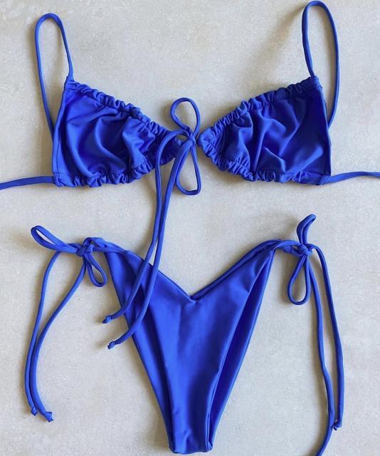 Low Waist Bikini Triangle Swimwear Female String Swimsuit Women Two Piece Swimsuit Swimwear Halter String Triangle Bikini Sets Women Print 2 Piece Suit Push Up Bathing Suit Swim Suit New Stevvex