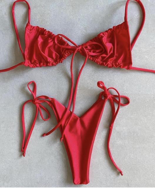 Low Waist Bikini Triangle Swimwear Female String Swimsuit Women Two Piece Swimsuit Swimwear Halter String Triangle Bikini Sets Women Print 2 Piece Suit Push Up Bathing Suit Swim Suit New Stevvex