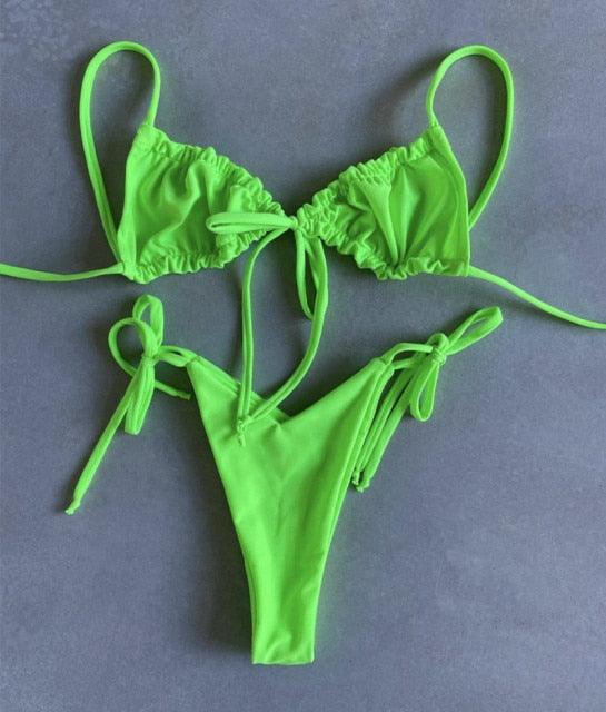 Low Waist Bikini Triangle Swimwear Female String Swimsuit Women Two Piece Swimsuit Swimwear Halter String Triangle Bikini Sets Women Print 2 Piece Suit Push Up Bathing Suit Swim Suit New Stevvex