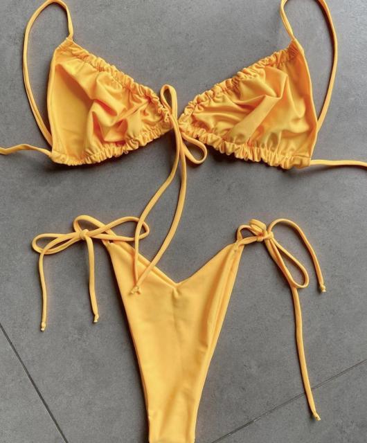 Low Waist Bikini Triangle Swimwear Female String Swimsuit Women Two Piece Swimsuit Swimwear Halter String Triangle Bikini Sets Women Print 2 Piece Suit Push Up Bathing Suit Swim Suit New Stevvex
