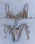 Low Waist Bikini Triangle Swimwear Female String Swimsuit Women Two Piece Swimsuit Swimwear Halter String Triangle Bikini Sets Women Print 2 Piece Suit Push Up Bathing Suit Swim Suit New Stevvex