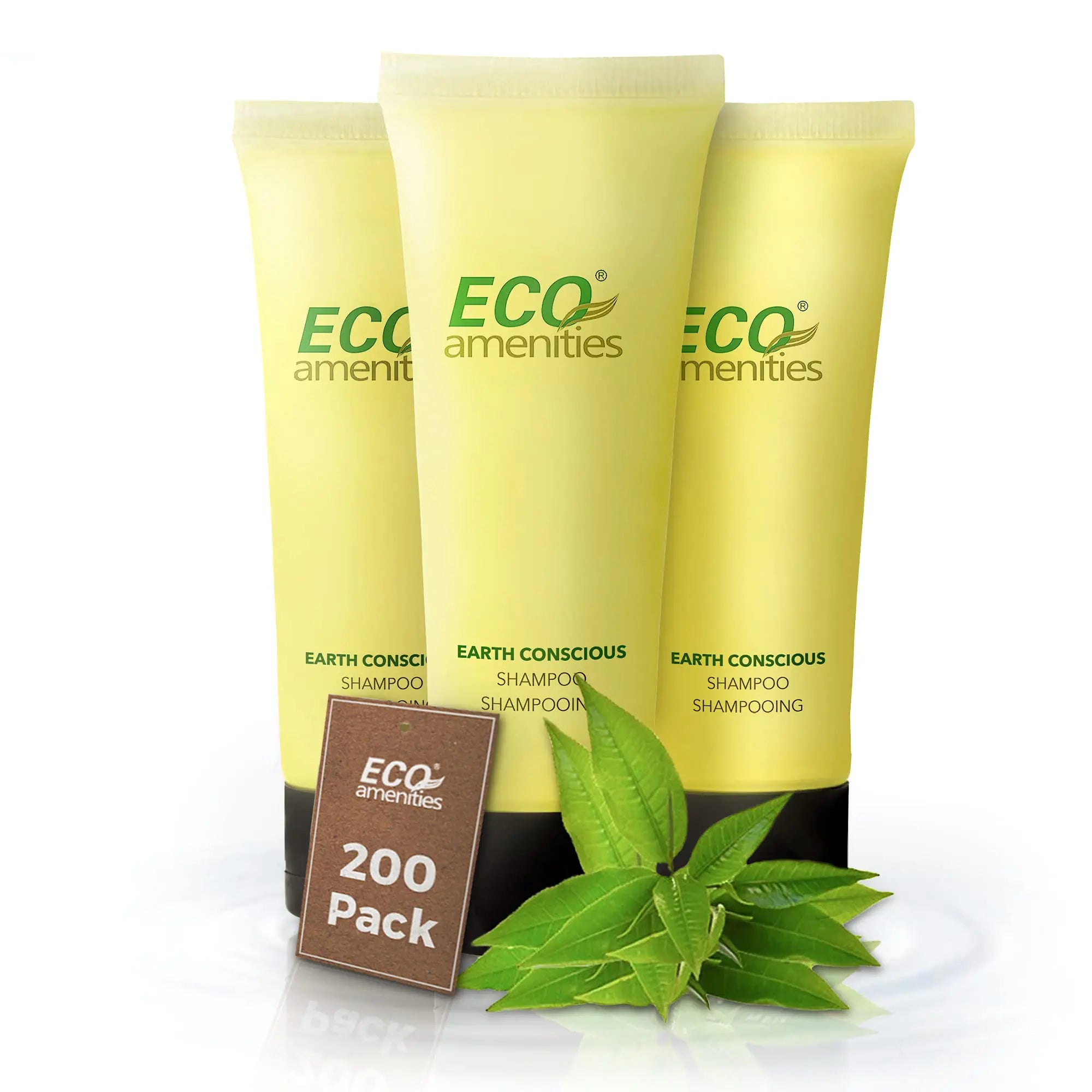 ECO amenities Travel Size Shampoo Bulk - 200 PACK 30mL 1 oz Hotel Shampoo Supplies for Guests - Green Tea Scent Eco Shampoo Mini Shampoo with Flip Cap and Biodegradable Clear Container Lootquake LLC