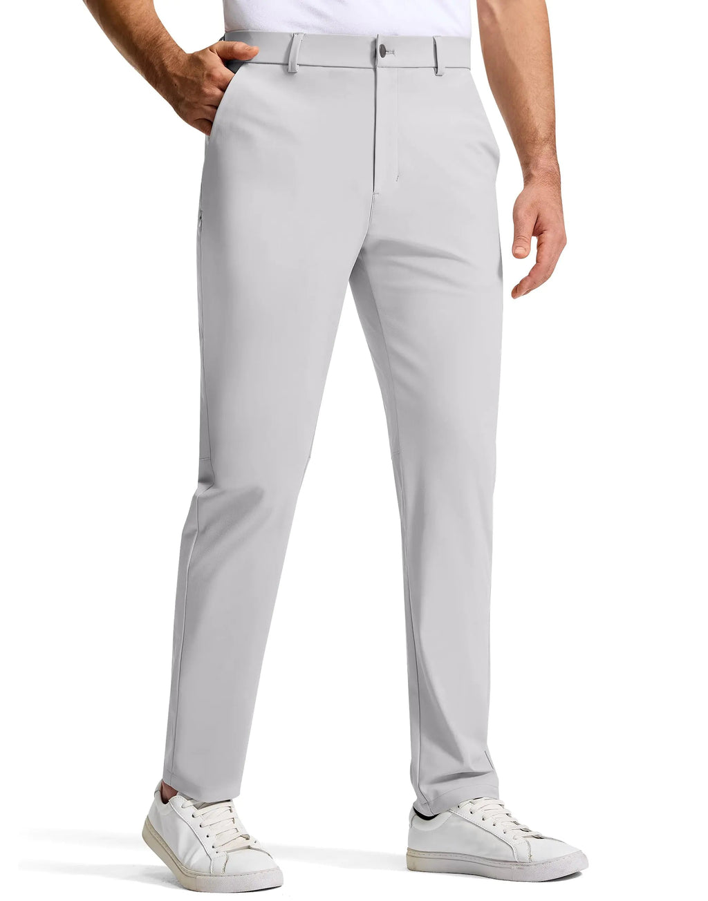 SERAMY Mens Golf Dress Pants 31" with 5 Pockets Stretch Slim Fit Lightweight Quick Dry Chino Trousers for Work Casual Travel Bright Gray 32 Lootquake LLC