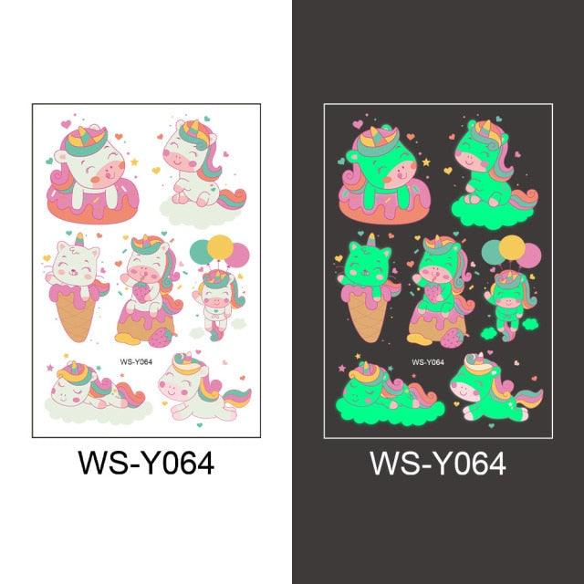 Luminous Tattoo Stickers Temporary Animal Tattoos Glow Paste on Face Arm Leg Fluorescent Waterproof Fake Tattoo For Kids Girls Stevvex